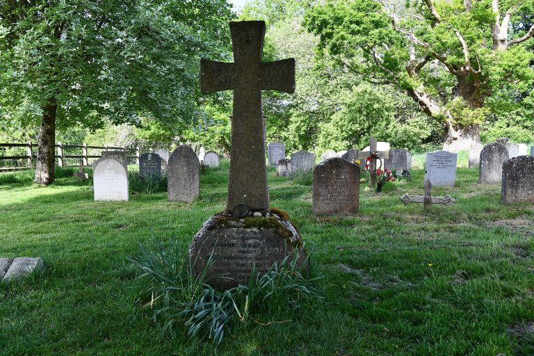 The grave of Sir Arthur and Lady Jean Conan Doyle in All Saints churchyard, Minstead