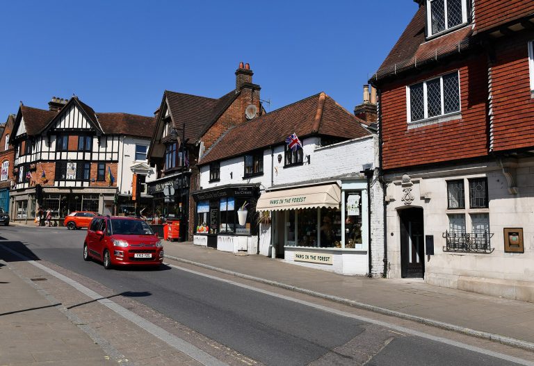 Shops along Lyndhurst High Street
